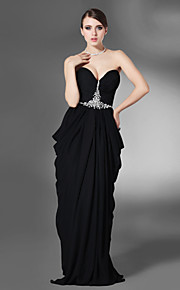 Sheath/ Column Sweetheart Sweep/ Brush Train Chiffon Over Elastic Satin Evening Dress