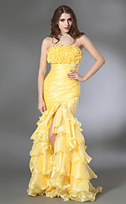 Trumpet/ Mermaid Strapless Floor-length Organza Taffeta Evening Dress