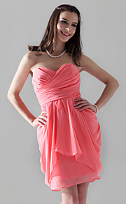 Sheath/ Column Sweetheart Short/ Mini Chiffon Bridesmaid Dress