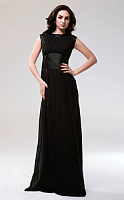 Chiffon Elastic Woven Satin Sheath/ Column Bateau Floor-length Evening Dress inspired by Blake Lively