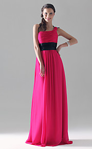 Sheath/ Column One Shoulder Floor-length Chiffon/ Mading Bridesmaid/ Wedding Party Dress