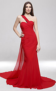 Chiffon Satin Trumpet/ Mermaid One Shoulder Watteau Train Evening Dress inspired by Ksenia Solo