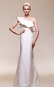 Taffeta Trumpet/ Mermaid One Shoulder Floor-length Evening Dress inspired by Renee Bargh