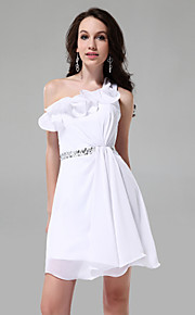 A-line One Shoulder Short/ Mini Chiffon Cocktail Dress