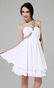 A-line One Shoulder Short/ Mini Chiffon Cocktail Dress