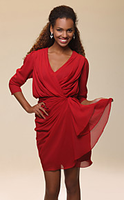 Elastic Silk-like Satin Sheath/ Column V-neck Short/ Mini Cocktail Dress inspired by Jennifer Hudson