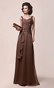 A-line Straps Floor-length Chiffon Mother of the Bride Dress