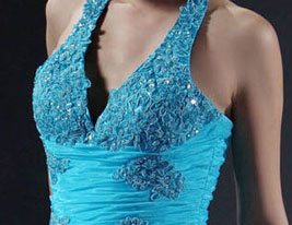 FUSCIENNE - Vestido de Fiesta de Organza y Satén