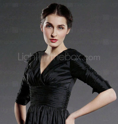 A-line V-neck Knee-length Taffeta Bridesmaid/ Mother of the Bride Dress