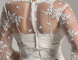 Sheath/ Column Court Train Satin Lace Wedding Dress