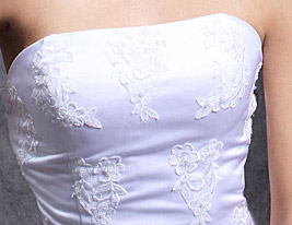 A-line Strapless Floor-length Satin Wedding Dress