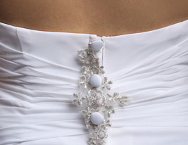 Chiffon Sheath/Column Wedding Dress with Beaded Embroidered and Button Back