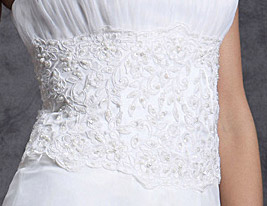 A-line Strapless Tea-length Organza Wedding Dress