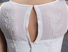Sheath/ Column Scoop Tea-length Satin Chiffon Wedding Dress