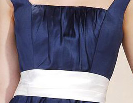 A-line Straps Tea-length Satin Bridesmaid/ Wedding Party Dress