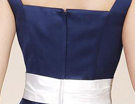 A-line Straps Tea-length Satin Bridesmaid/ Wedding Party Dress