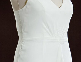 Sheath/ Column Halter Asymmetrical Chiffon Over Satin Plus Size Wedding Dress