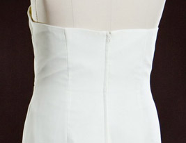 Sheath/ Column Halter Asymmetrical Chiffon Over Satin Plus Size Wedding Dress