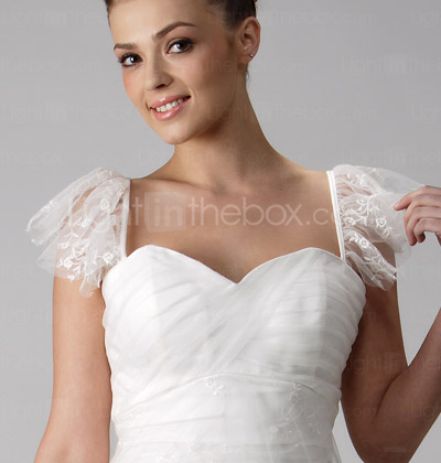 Princess A-line Sweetheart Sweep/Brush Train Tulle Wedding Dress 