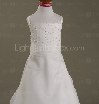 A-line Spaghetti Straps Floor-length Organza Over Satin Flower Girl Dress A-line Spaghetti Straps Floor-length Organza Over Satin Flower Girl Dress