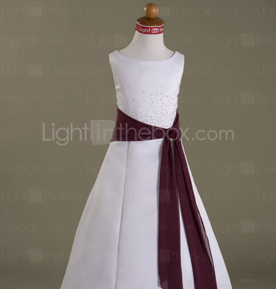 A-line Scoop Floor-length Satin Flower Girl Dress A-line Scoop Floor-length Satin Flower Girl Dress