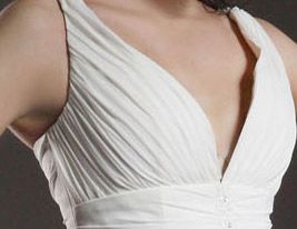 A-line V-neck Asymmetrical Knee-length Chiffon Wedding Dress (HXGD032) A-line V-neck Asymmetrical Knee-length Chiffon Wedding Dress (HXGD032)