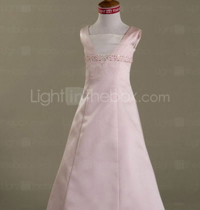 A-line Square Floor-length Satin Flower Girl Dress A-line Square Floor-length Satin Flower Girl Dress