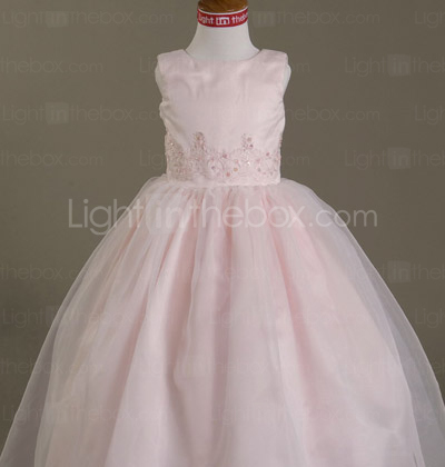 Ball Gown Jewel Floor-length Satin Tulle Flower Girl Dress Ball Gown Jewel Floor-length Satin Tulle Flower Girl Dress