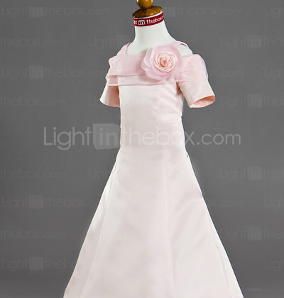 A-line Straps Ankle-length Satin Organza Flower Girl Dress A-line Straps Ankle-length Satin Organza Flower Girl Dress