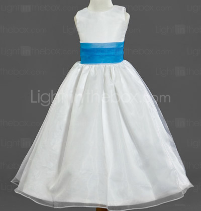 A-line Scoop Tea-length Organza Flower Girl Dress A-line Scoop Tea-length Organza Flower Girl Dress