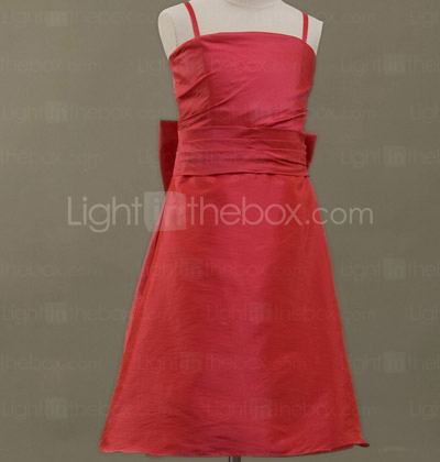 A-line Spaghetti Straps  Knee-length  Taffeta Junior Bridesmaid Dress
