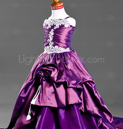 Ball Gown Spaghetti Straps Court Train Taffeta Satin Flower Girl Dress Ball Gown Spaghetti Straps Court Train Taffeta Satin Flower Girl Dress