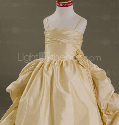 Ball Gown Spaghetti Straps Court Train Taffeta Flower Girl Dress