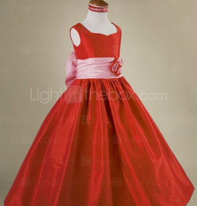 A-line Floor-length Taffeta Flower Girl Dress