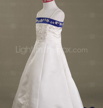 A-line Spaghetti Straps Court Train Satin Flower Girl Dress A-line Spaghetti Straps Court Train Satin Flower Girl Dress