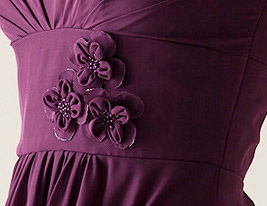 A-line V-neck Knee-length Chiffon Over Elastic Satin Bridesmaid/ Wedding Party Dress