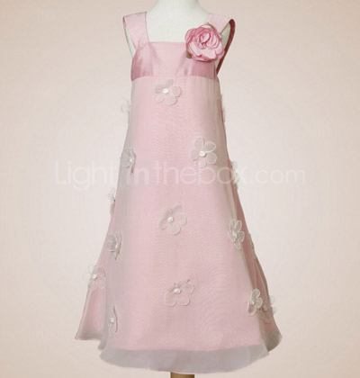 A-line Square  Tea-length Chiffon  Taffeta  Flower Girl Dress