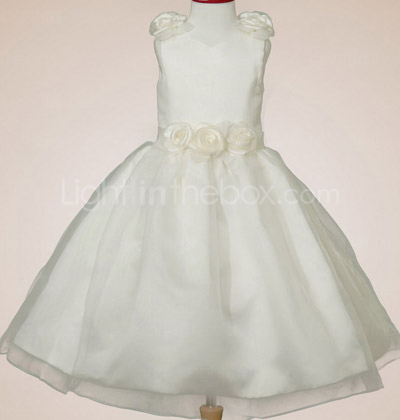 Ball Gown V-neck Tea-length Satin Flower Girl Dress Ball Gown V-neck Tea-length Satin Flower Girl Dress