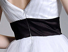 Ball Gown V-neck Short/Mini Tulle Over Satin Cocktail Dress 