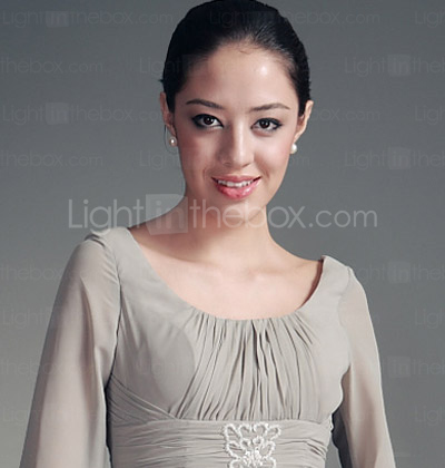 Sheath/ Column Scoop Floor-length Chiffon Satin Mother of the Bride Dress