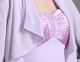 A-line Straps Tea-length Chiffon Stretch Satin Mother of the Bride Dress With A Wrap