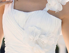 Sheath/Column Straps Sweep/Brush Train Chiffon Wedding Dress with 3D Flowers 