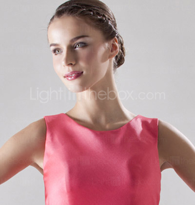 Sheath/Column Scoop Short/Mini Satin Bridesmaid/Wedding Party Dress Sheath/Column Scoop Short/Mini Satin Bridesmaid/Wedding Party Dress