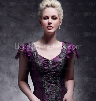 Taffeta A-line V-neck Court Train Evening Dress inspired by Taylor Swift Taffeta A-line V-neck Court Train Evening Dress inspired by Taylor Swift