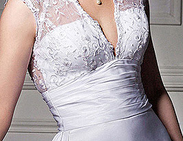 A-line V-neck Taffeta Lace Court Train Wedding Dress A-line V-neck Taffeta Lace Court Train Wedding Dress