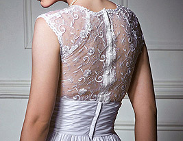 A-line V-neck Taffeta Lace Court Train Wedding Dress 