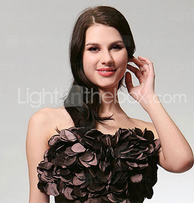 Chiffon Taffeta A-line Strapless Tea-length Evening Dress