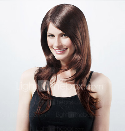 Capless Extra Long Synthetic Chocolate Brown Straight Hair Wig