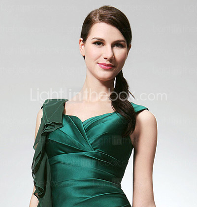 Sheath/ Column V-neck Floor-length Satin Chiffon Bridesmaid Dress