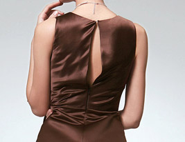 A-line V-neck Floor-length Satin Bridesmaid Dress 